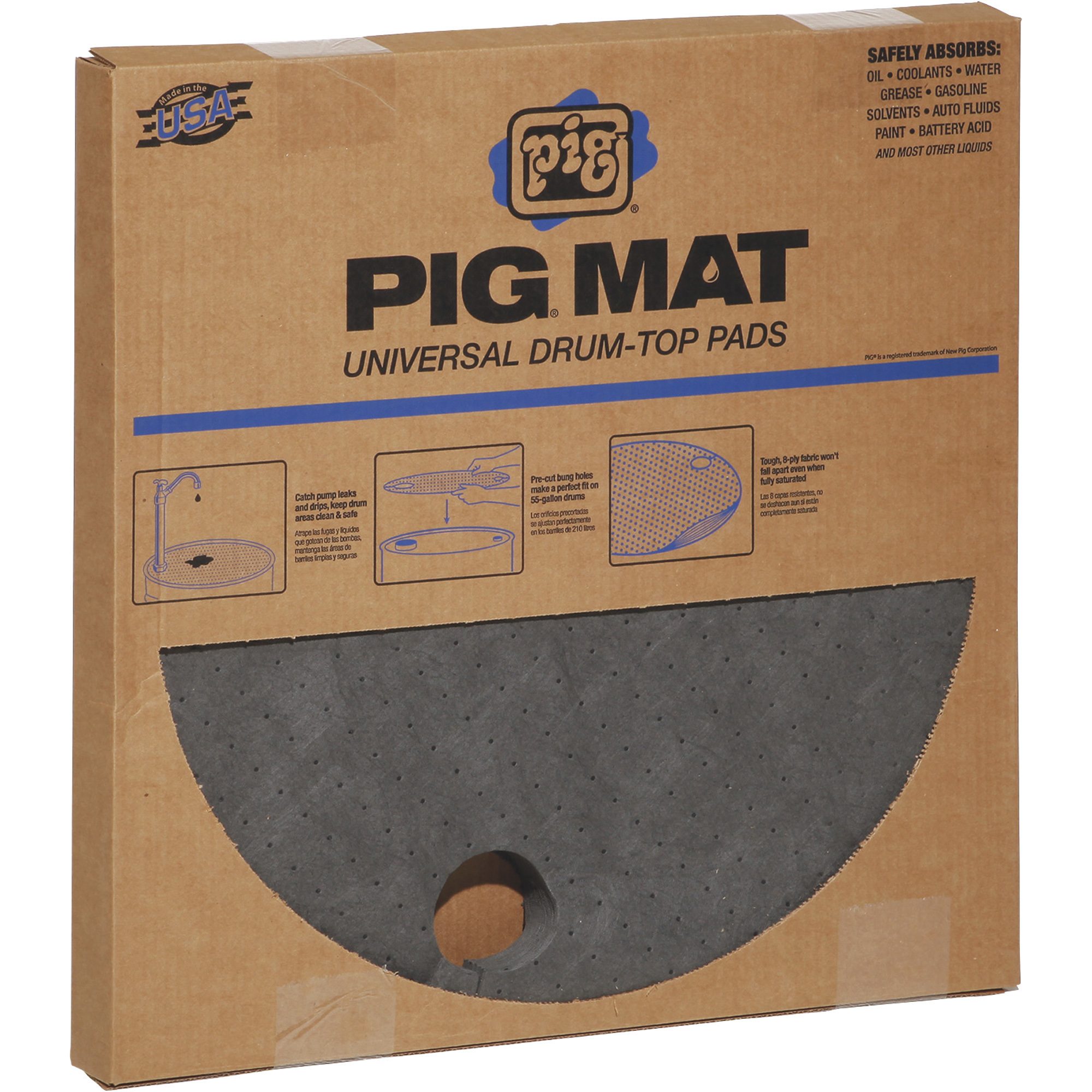 Universal Lightweight Absorbent Drum Top Pads, Box of 20, 22in. Diameter, Model# 25103